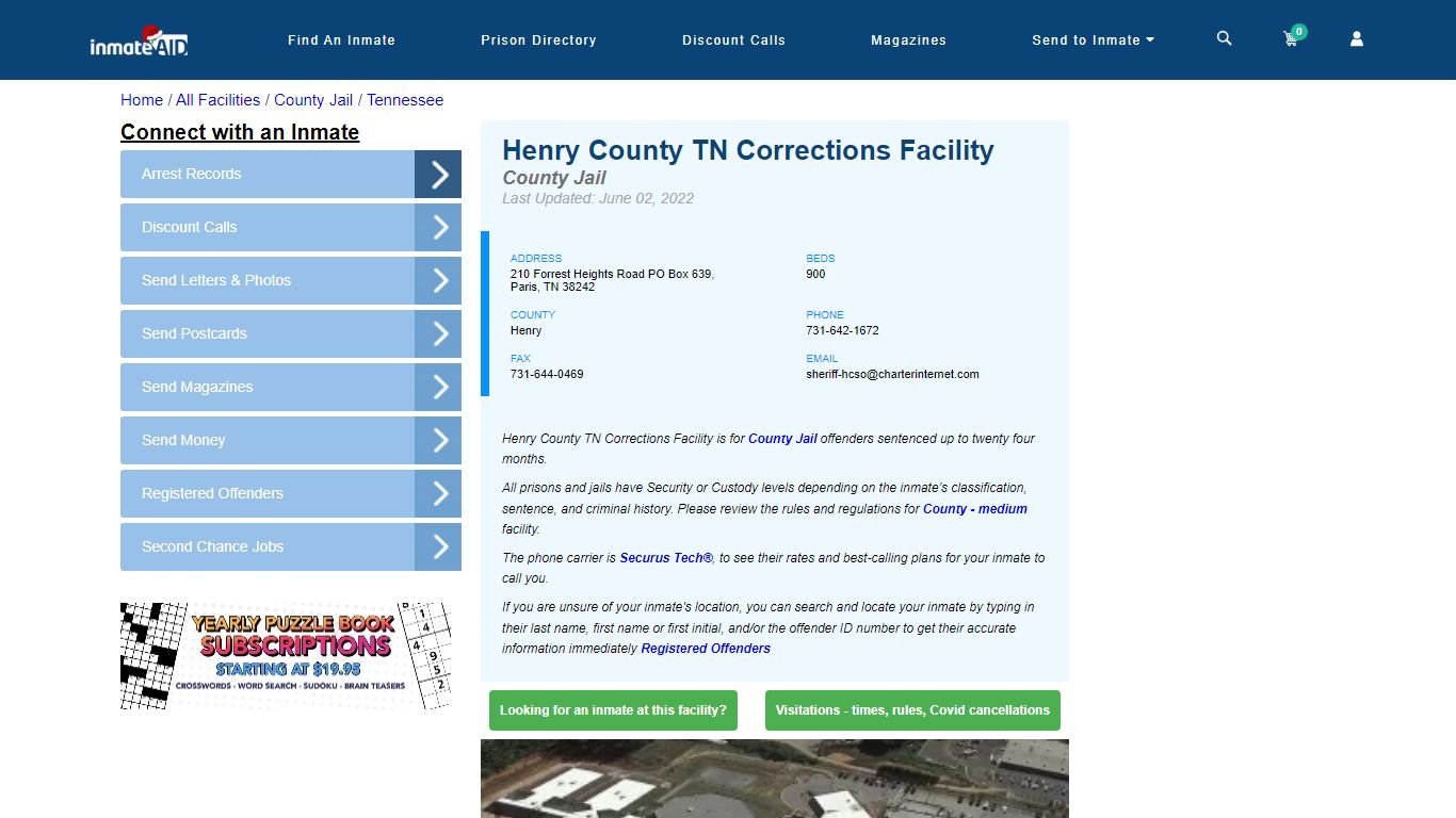Henry County TN Corrections Facility - Inmate Locator - Paris, TN
